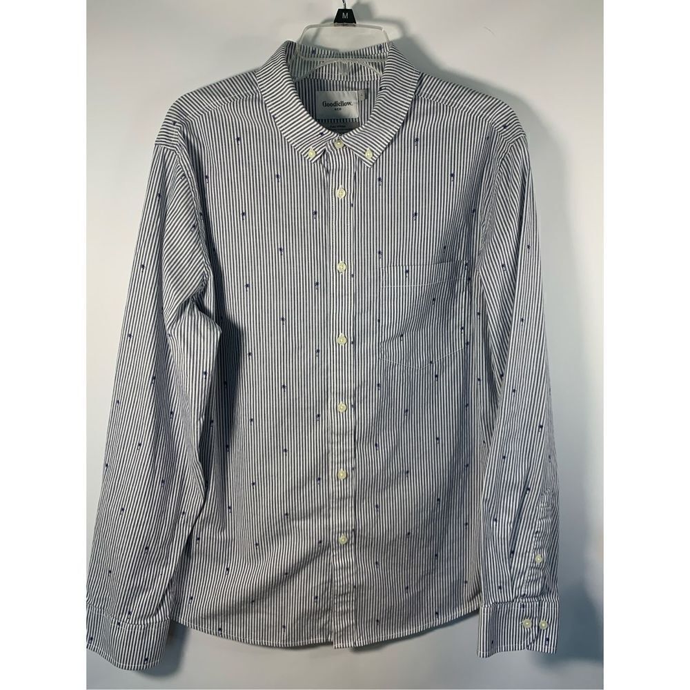 Goodfellow, long sleeve button front slim fit shirt, size large ￼
